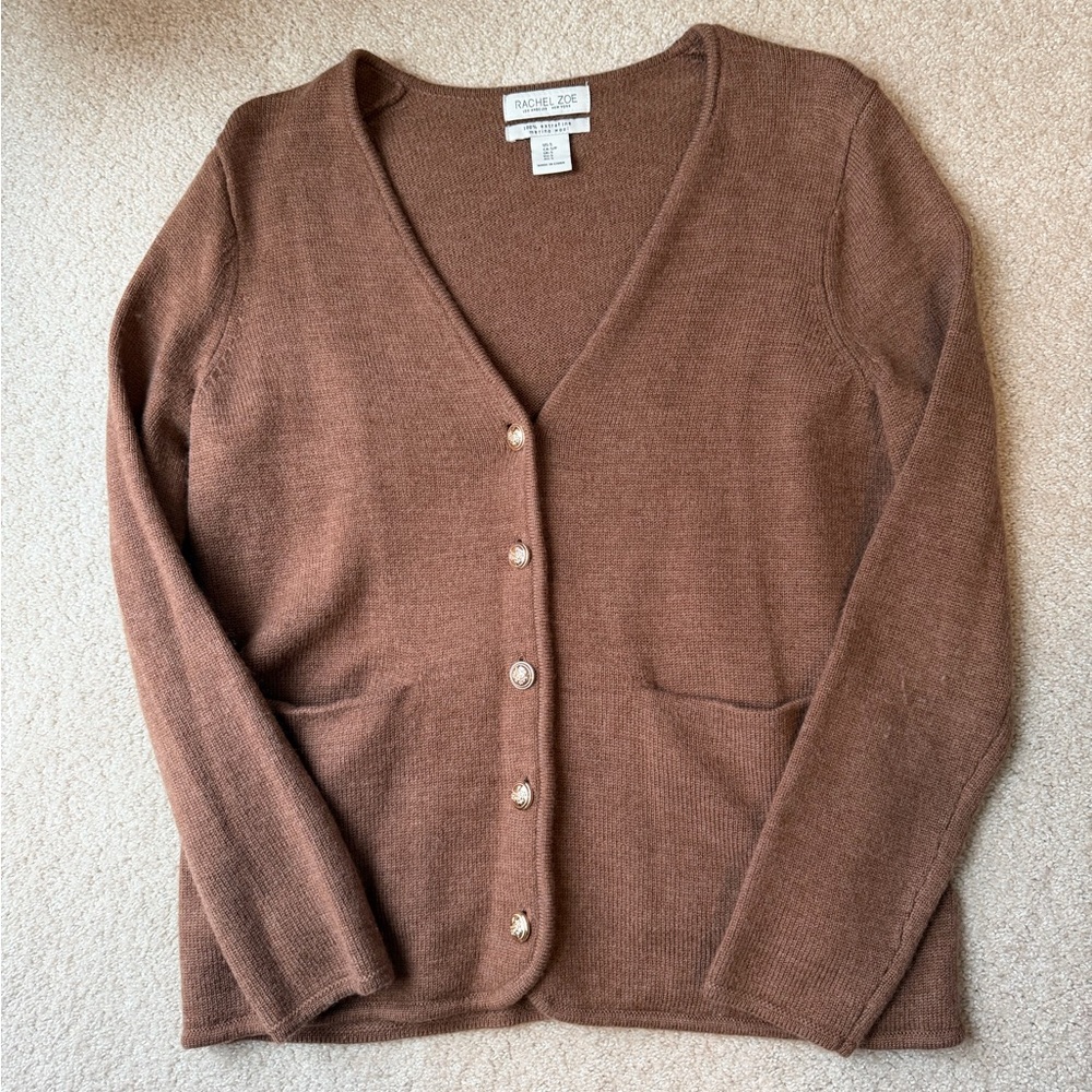 Rachel Zoe Extra Fine Merino Wool Button-Up Sweater